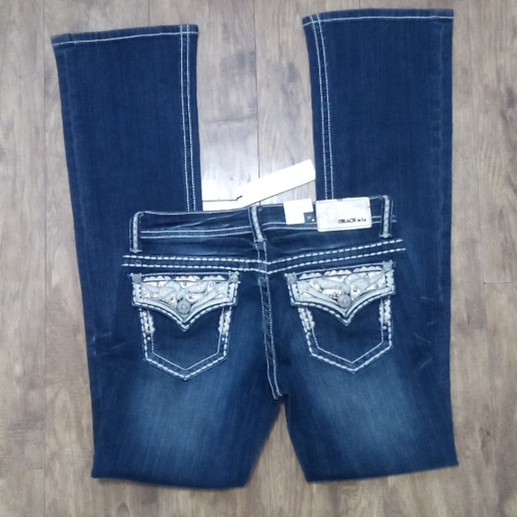 Grace in LA NWT Women's Jeans 27 Bootcut Embellished Rhinestones - Picture 6 of 12